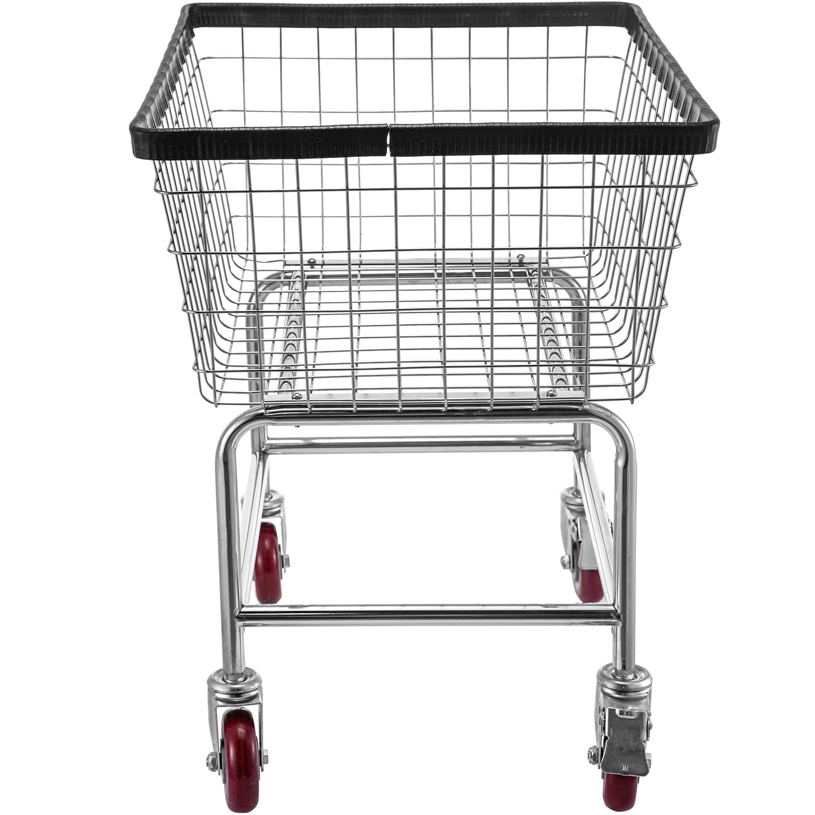Wire Laundry Cart With Wheels Commercial Steel Chrome Trolley_voghion.com